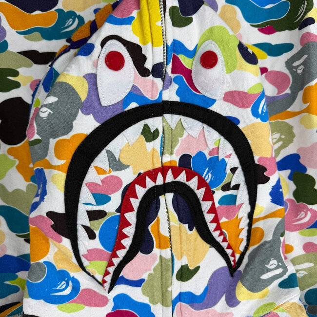 A Bathing Ape Bape Multi Camo Shark Full Zip Hoodie Size XXL