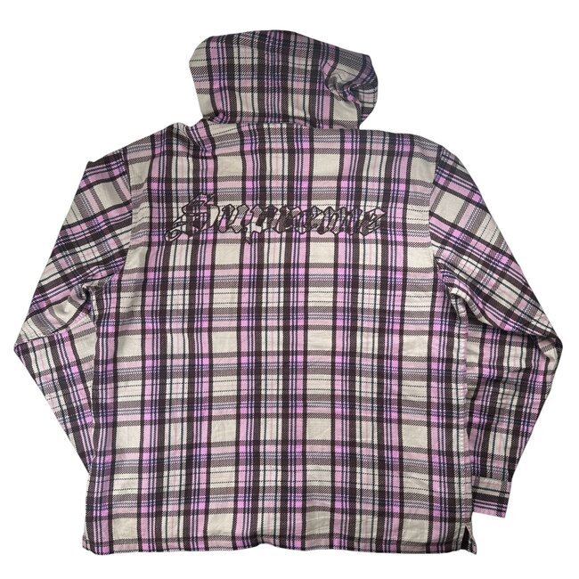 Supreme Supreme Printed Hooded Flannel Pink Shirt