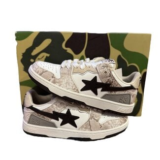 A Bathing Ape Bape Sk8 Sta Beige Snakeskin Size 7