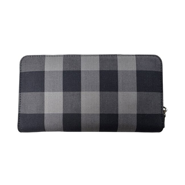 burberry Burberry Navy Canvas Check Zip Around Long Wallet