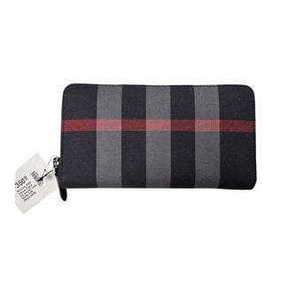 burberry Burberry Navy Canvas Check Zip Around Long Wallet