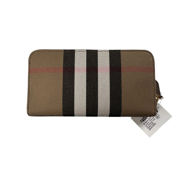 burberry Burberry Earth Leather / Canvas Zip Around Long Wallet