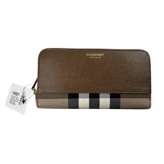 burberry Burberry Earth Leather / Canvas Zip Around Long Wallet