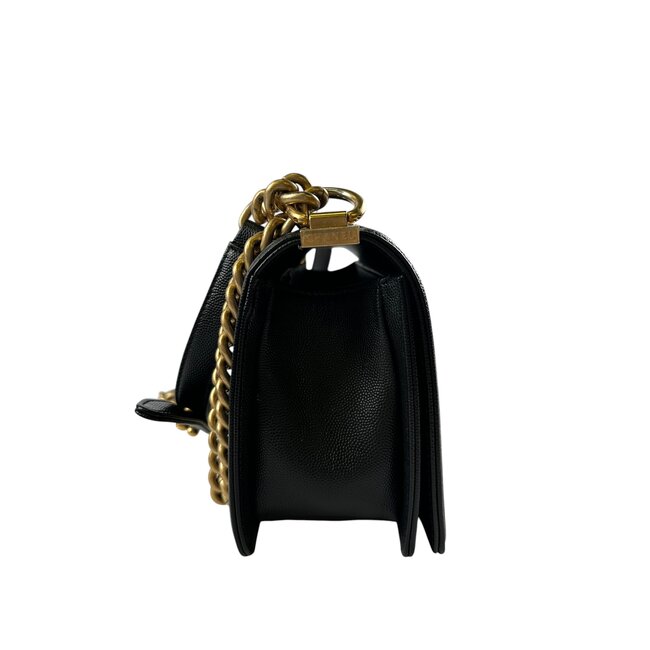 Chanel Channel Black Caviar Medium Boy Bag