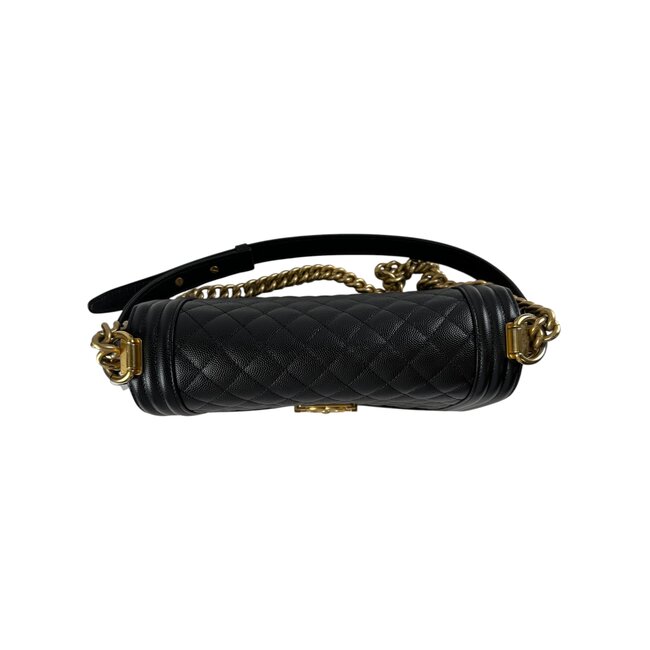 Chanel Channel Black Caviar Medium Boy Bag