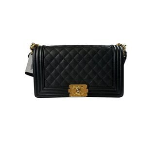 Chanel Channel Black Caviar Medium Boy Bag