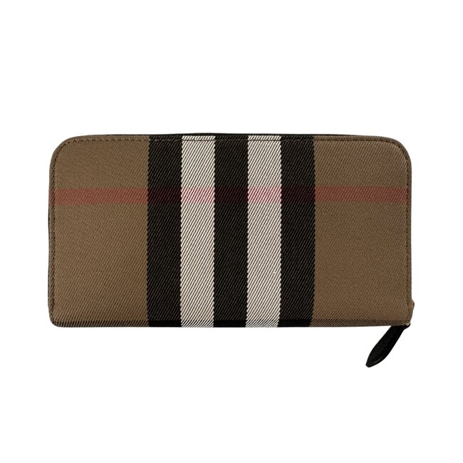 burberry Burberry House Check Leather Long Wallet Black