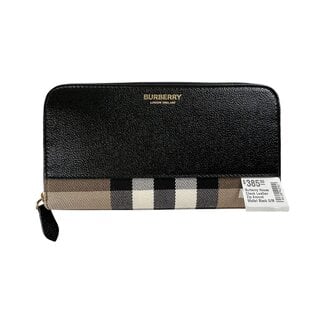 burberry Burberry House Check Leather Long Wallet Black