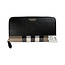 burberry Burberry House Check Leather Long Wallet Black