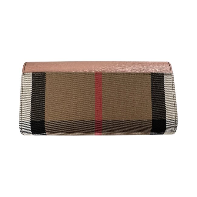 burberry Burberry House Check Leather Long Wallet Pink