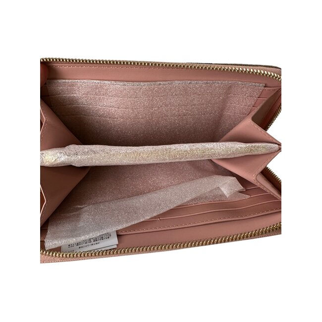 burberry Burberry House Check Leather Zip Around Wallet Pink