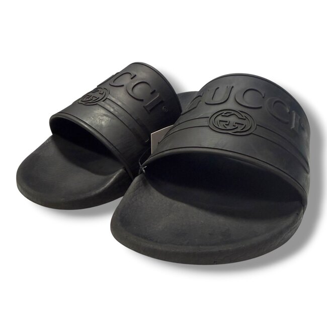 Gucci Gucci Logo Black Slides Size 13US