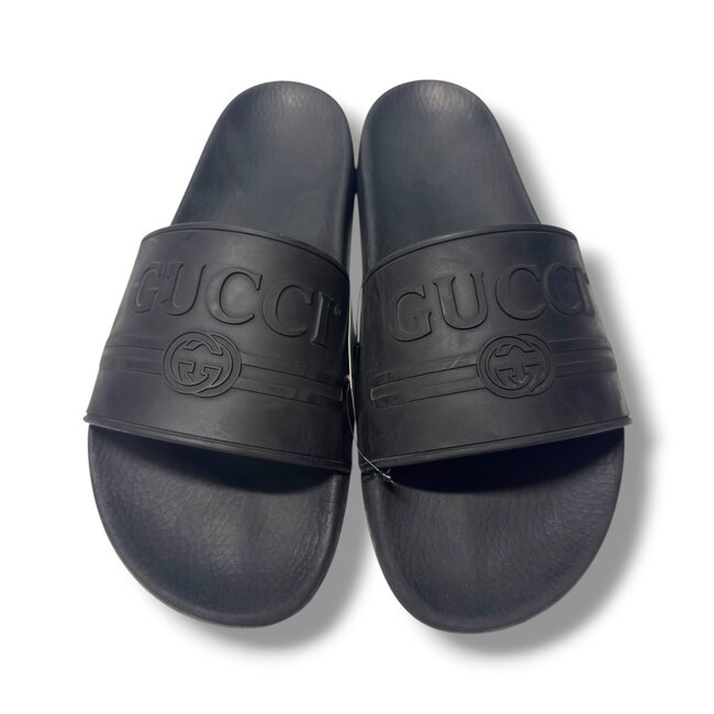Gucci Gucci Logo Black Slides Size 13US