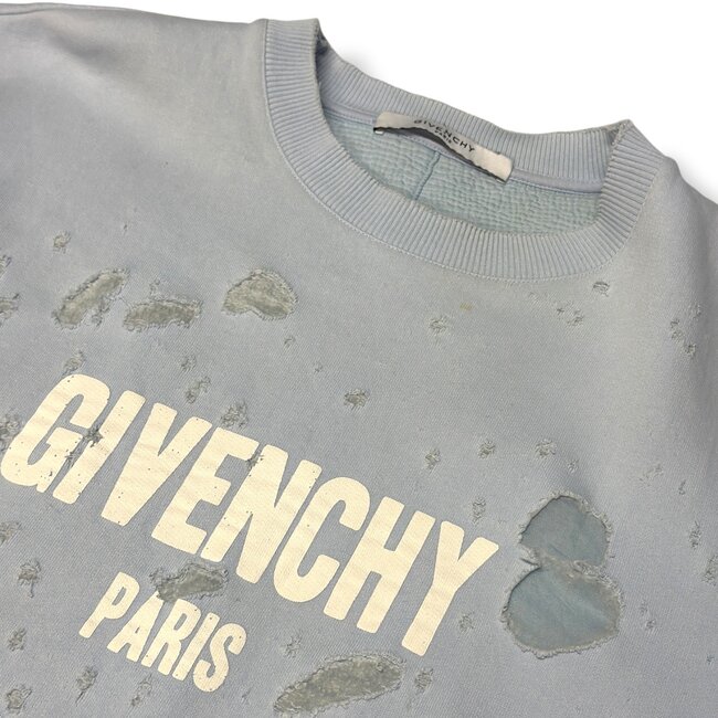 Givenchy Givenchy Ripped Smog Blue Crewneck Size Large