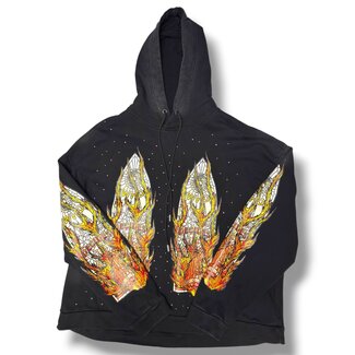 Bring It Back Las Vegas Who Decides War Black Flame Glass Hoodie Size Large