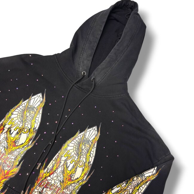 Bring It Back Las Vegas Who Decides War Black Flame Glass Hoodie Size Large
