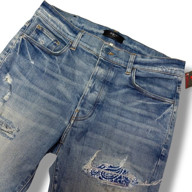 Amiri Amiri MX1 Blue Paisley Clay Indigo Jeans Size 34W