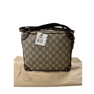Gucci Gucci Trunk Shoulder Bag GG Coated Canvas With Studded Leather