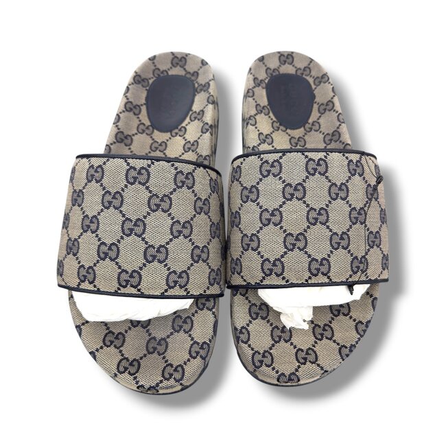 Gucci Gucci Slide Beige Blue Canvas Size 12