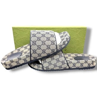 Gucci Gucci Slide Beige Blue Canvas Size 12