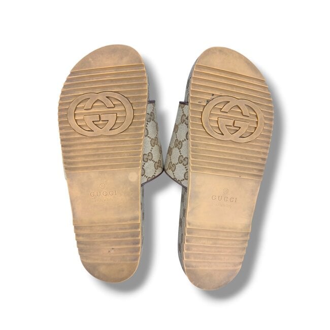 Gucci Gucci Slide Beige Canvas Size 12