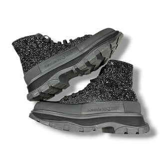 Alexader McQueen (Pre-Owned) Alexander McQueen Black Crystal Embellished Tread Slick Boot 9