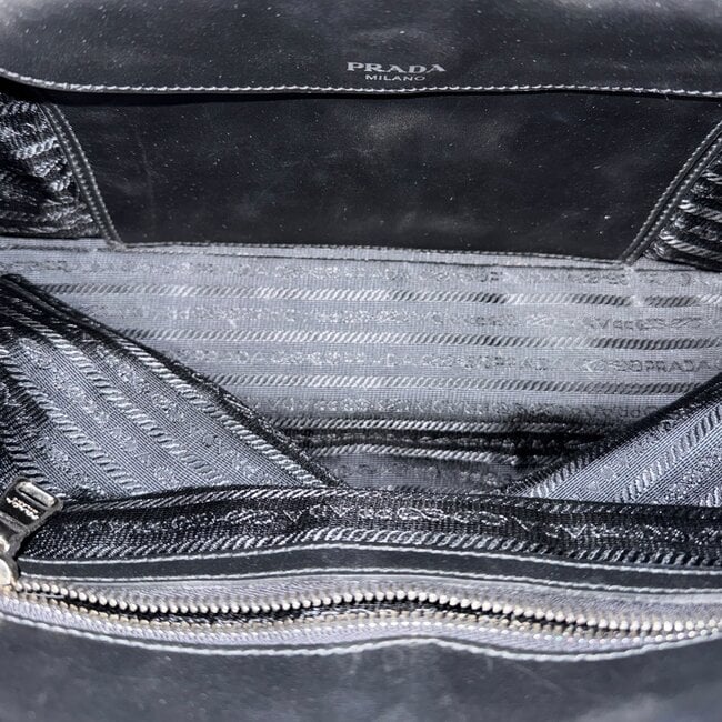 Prada 2015 Prada Leopard Ostrich Trim Nylon Handbag