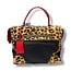 Prada 2015 Prada Leopard Ostrich Trim Nylon Handbag