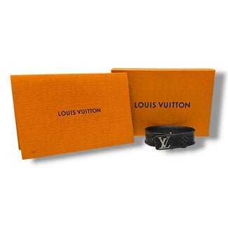 Louis Vuitton Louis Vuitton Black Monogram LV Slim Bracelet Size 19