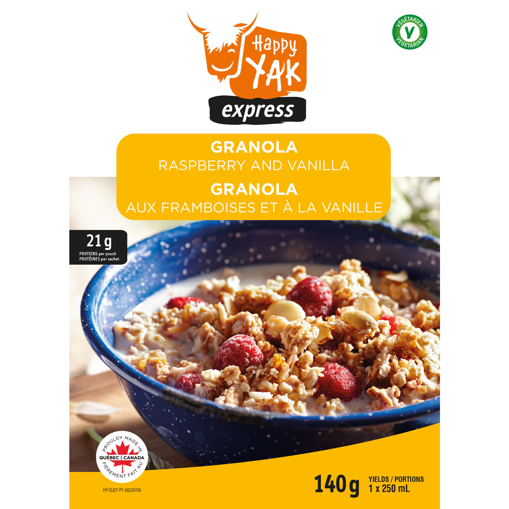 HAPPY YAK GRANOLA AUX FRAMBOISES ET VANILLE HAPPY YAK