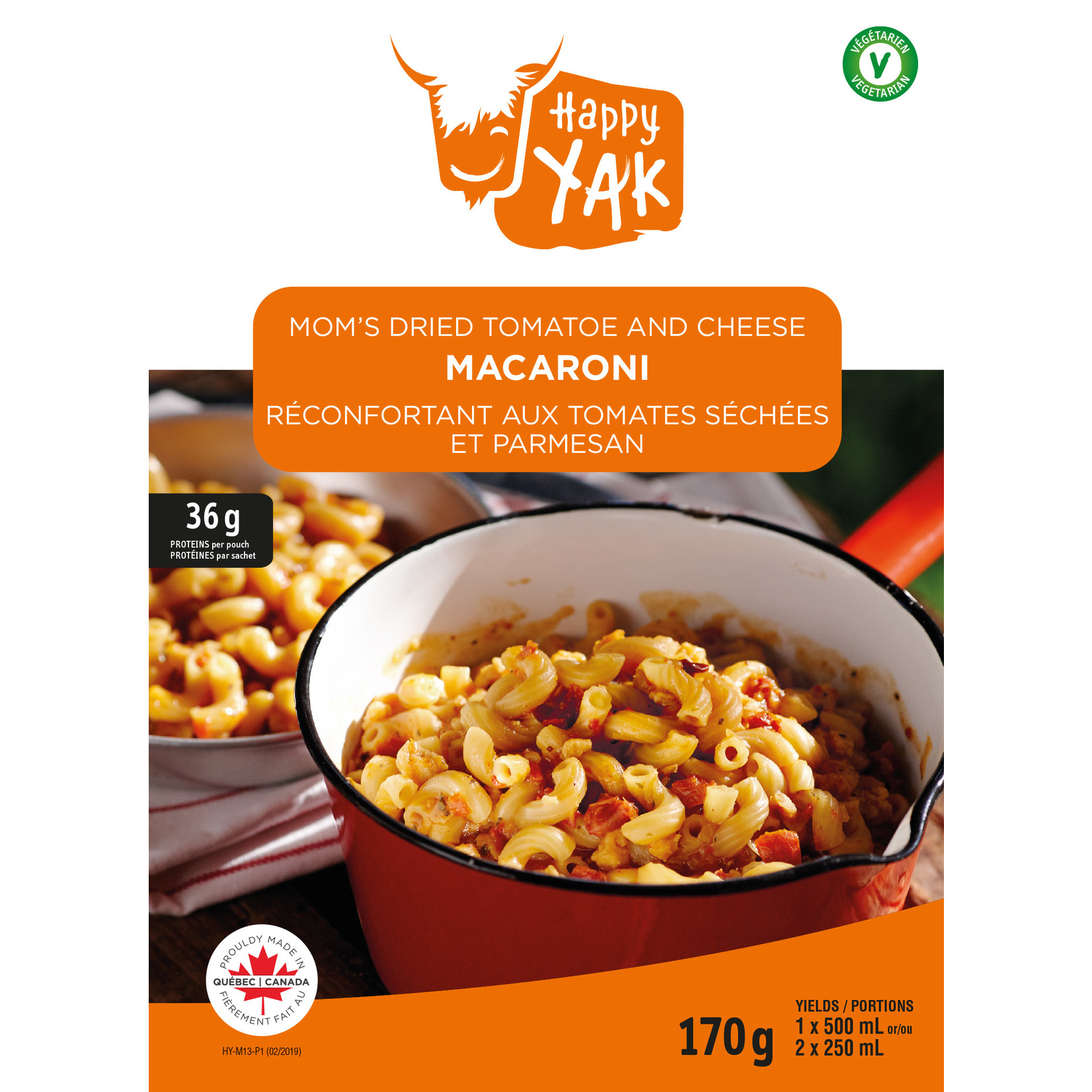HAPPY YAK MACARONI RECONFORTANT AUX TOMATES SÉCHÉES ET PARMESAN HAPPY YAK