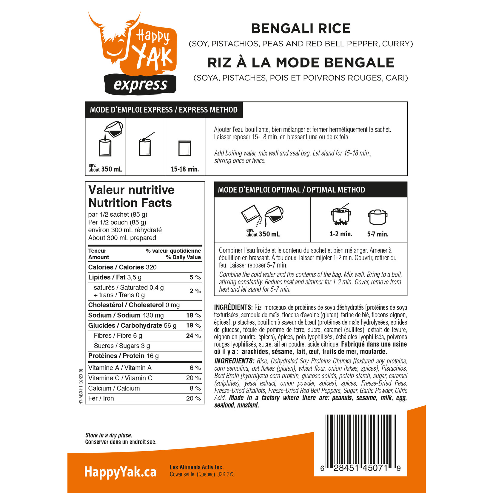 HAPPY YAK RIZ À LA MODE BENGALE HAPPY YAK