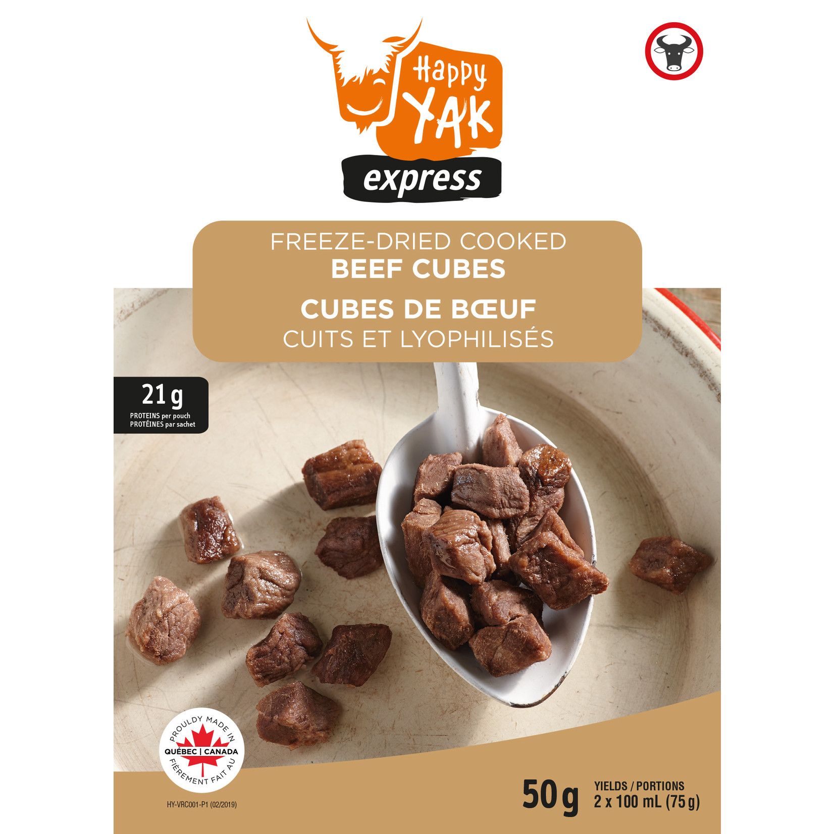 HAPPY YAK CUBES DE BOEUF CUITS ET LYOPHILISÉS (50 GR) HAPPY YAK
