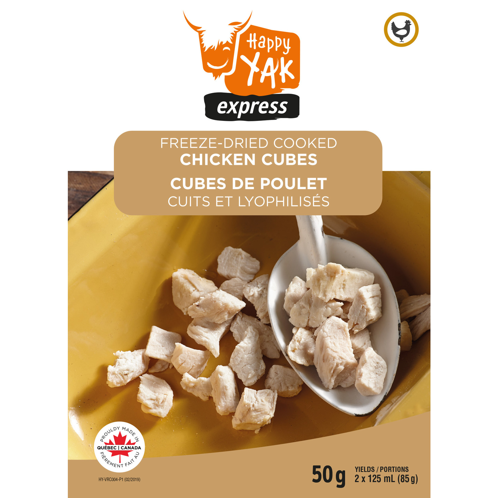 HAPPY YAK CUBES DE POULET CUITS ET LYOPHILISÉS (50 GR)