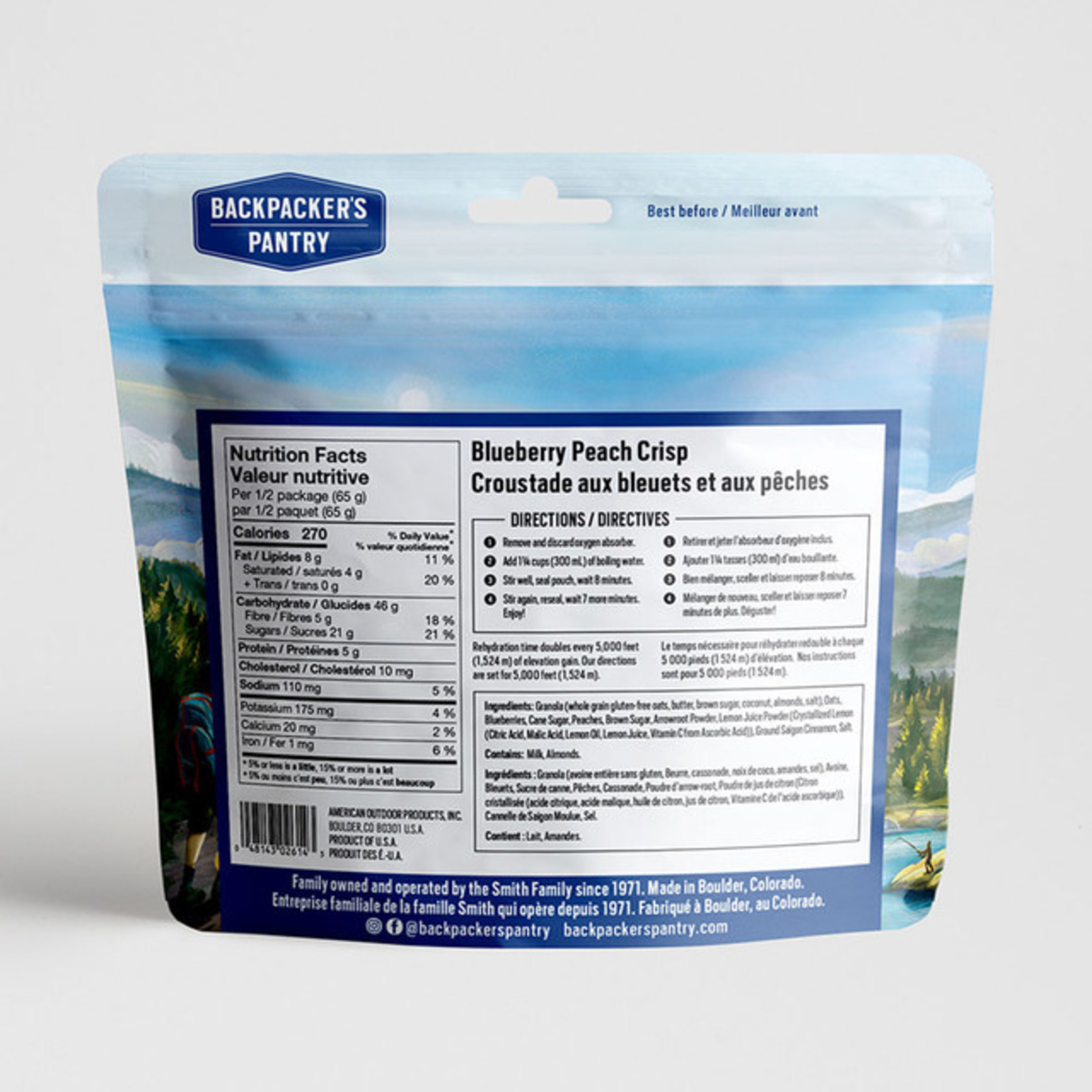 BACKPACKERS PANTRY CROUSTADE AUX BLEUETS ET AUX PÊCHES - 2 PORTIONS - BACKPACKERS PANTRY