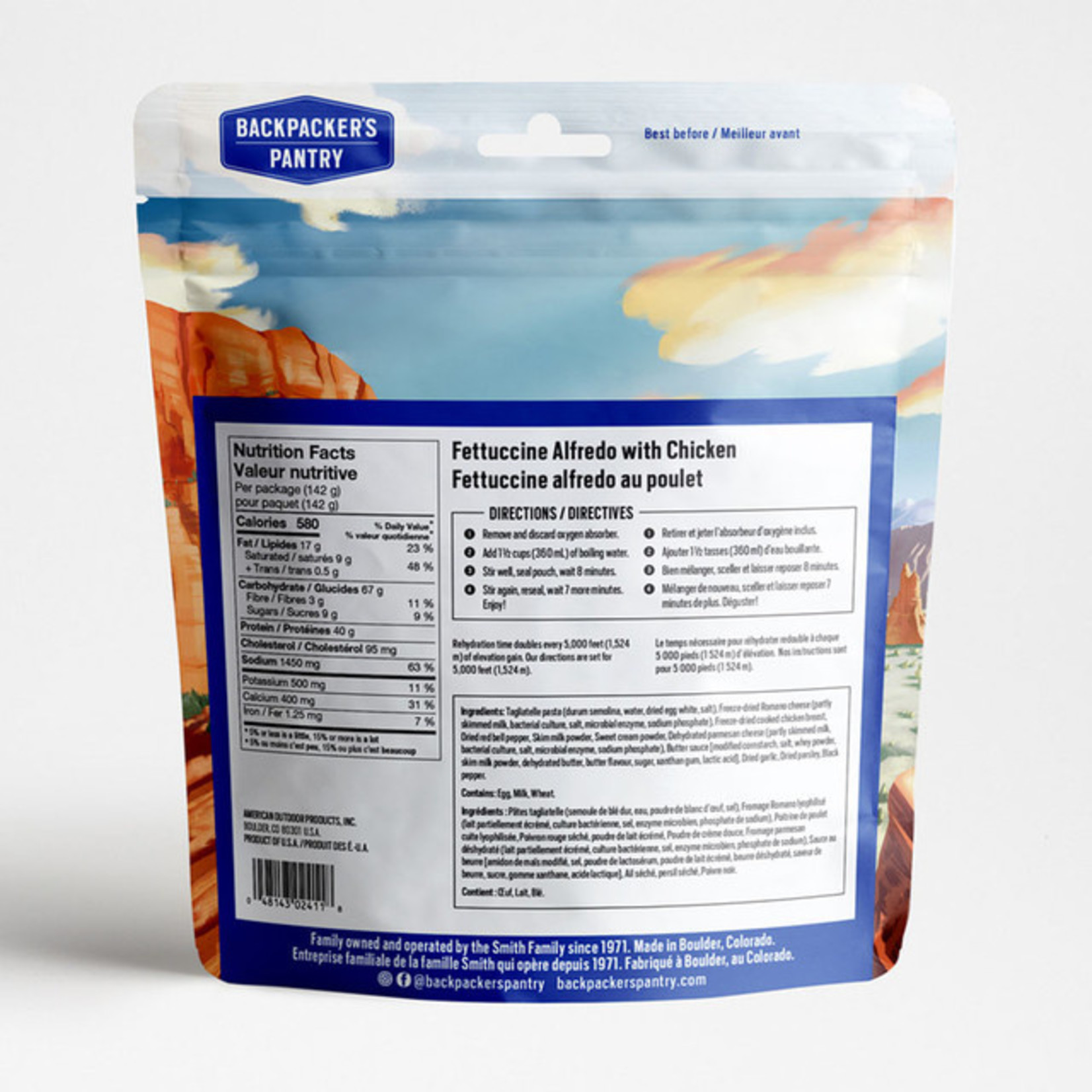 BACKPACKERS PANTRY FETTUCCINI ALFREDO AU POULET - 1 PORTION - BACKPACKERS PANTRY