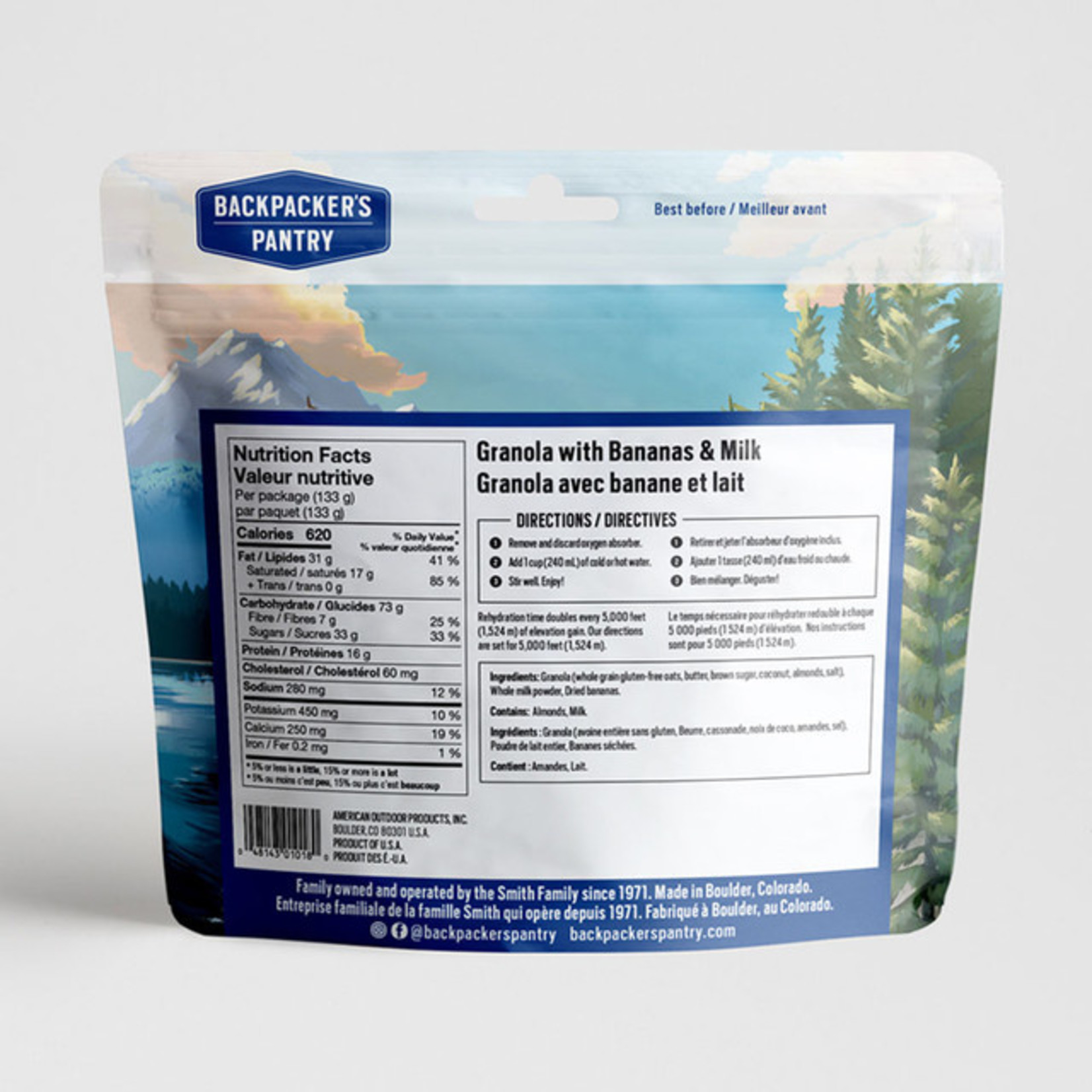 BACKPACKERS PANTRY GRANOLA AVEC BANANES ET LAIT - 1 PORTION - BACKPACKERS PANTRY