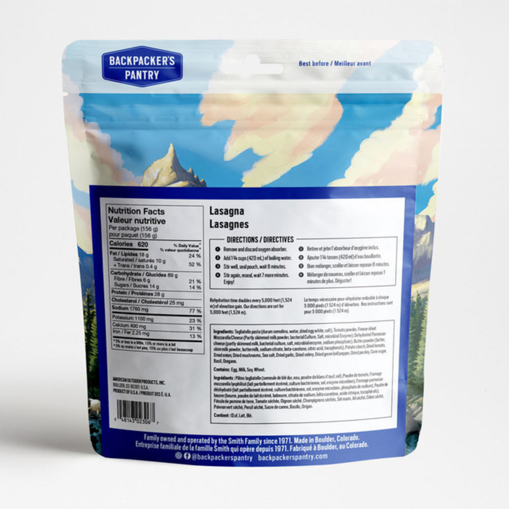 BACKPACKERS PANTRY LASAGNES - 1 PORTION - BACKPACKERS PANTRY