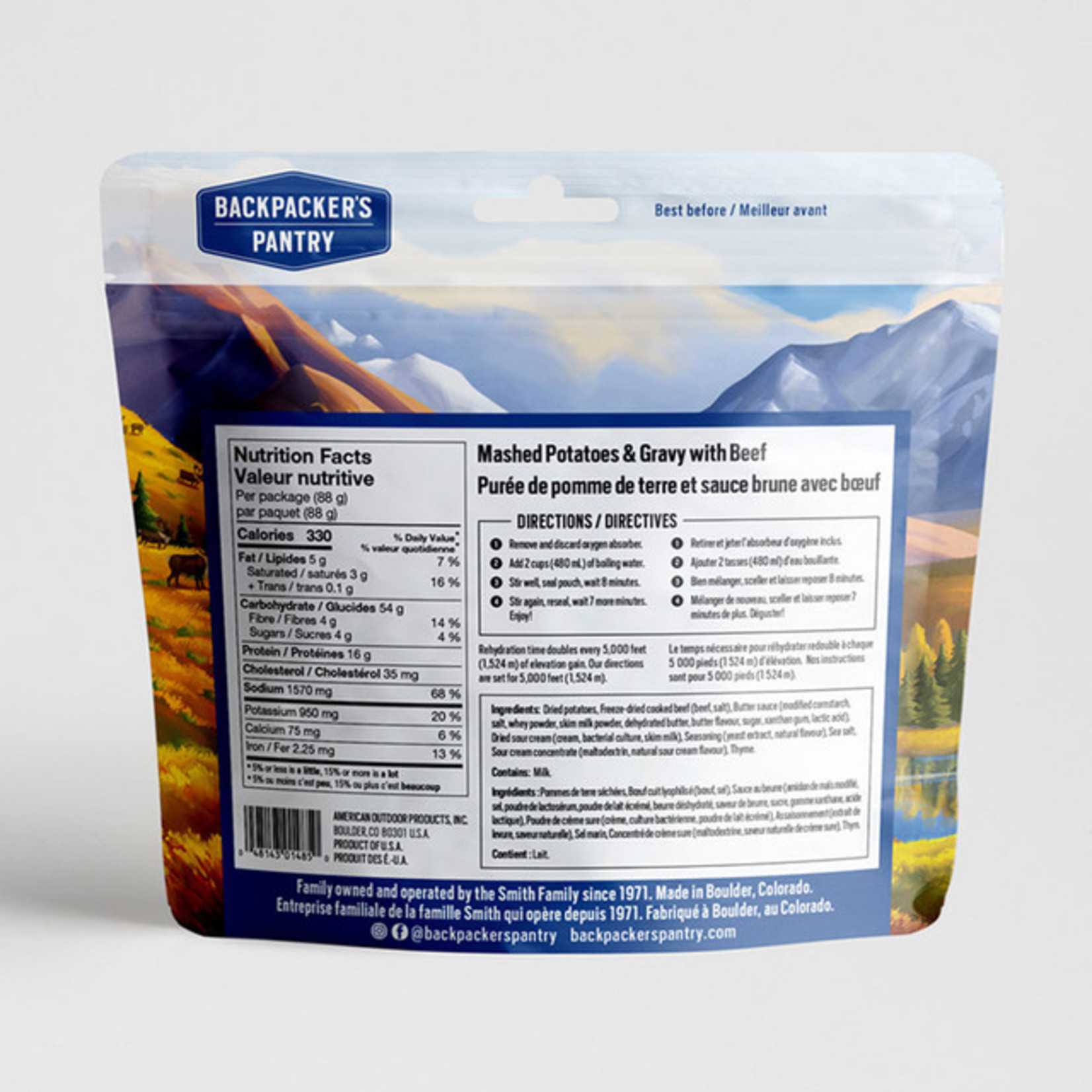 BACKPACKERS PANTRY PURÉE DE POMME DE TERRE ET SAUCE BRUNE AU BOEUF  - 1 PORTION - BACKPACKERS PANTRY