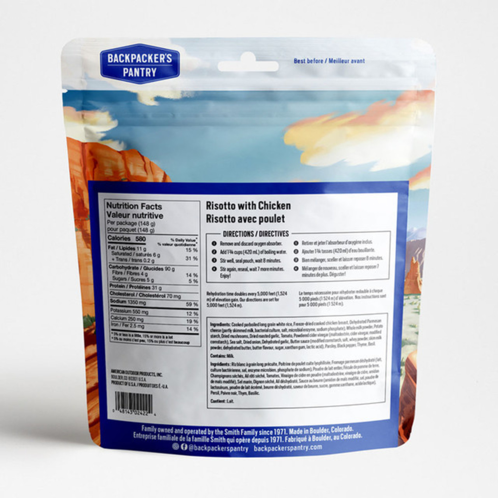 BACKPACKERS PANTRY RISOTTO AVEC POULET - 1 PORTION - BACKPACKERS PANTRY