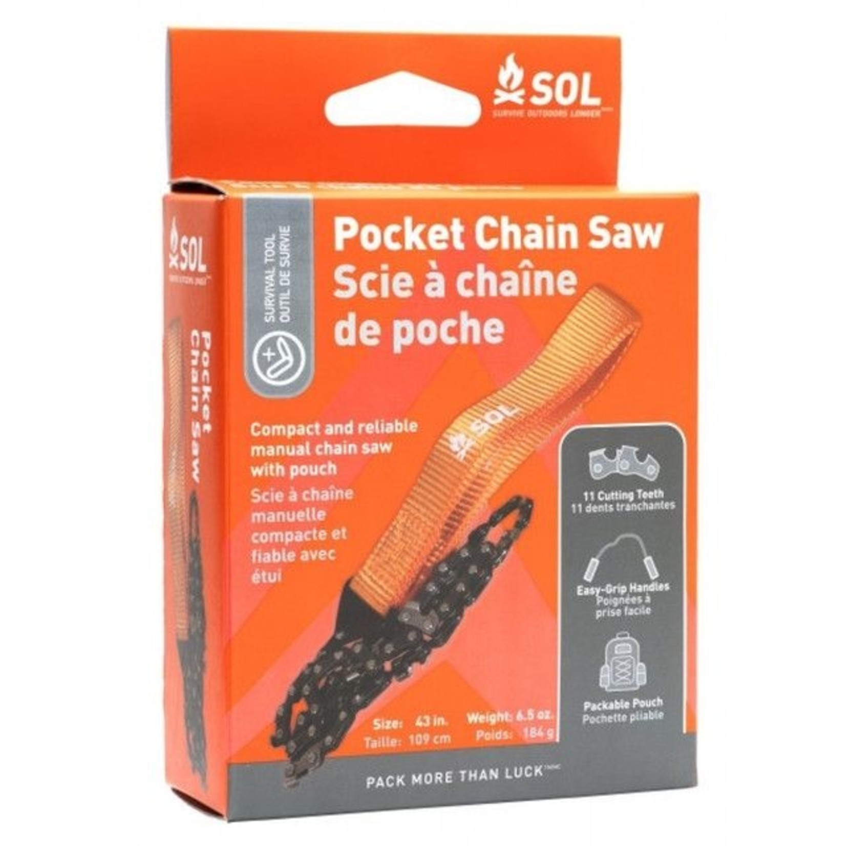 SURVIVE OUTDOORS LONGER SCIE À CHAÎNE MANUELLE COMPACTE ET FIABLE AVEC ÉTUI - SURVIVE OUTDOORS LONGER