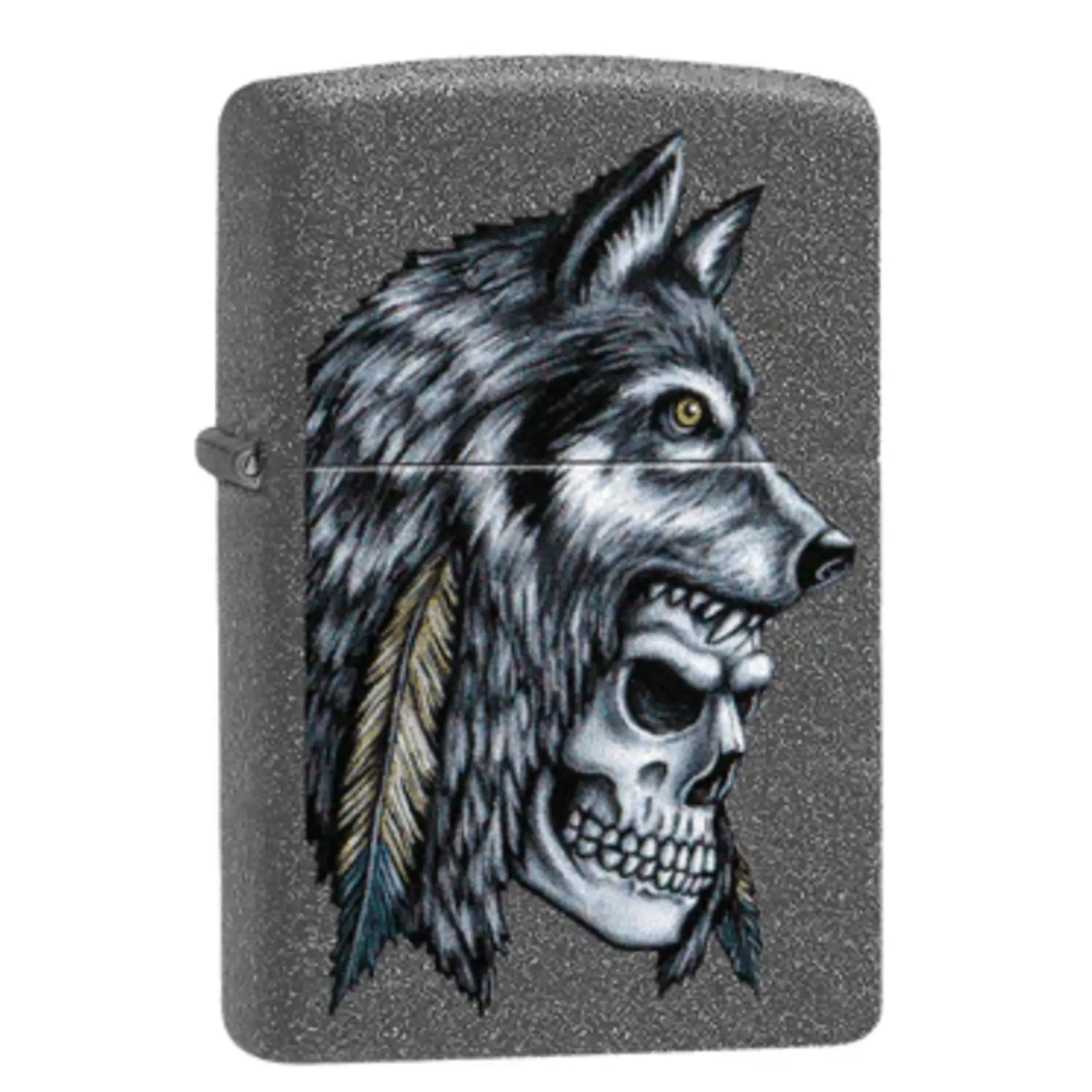 ZIPPO ZIPPO CRÂNE AVEC TÊTE DE LOUP ET PLUMES