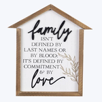Wood House Shaped Family Wall Sign