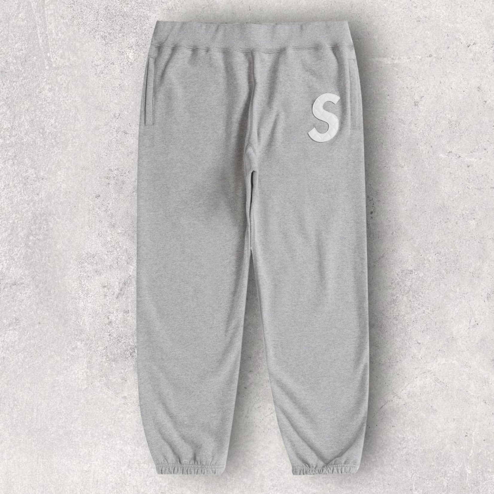 Supreme Grey/White S Logo Sweatpants Size Large