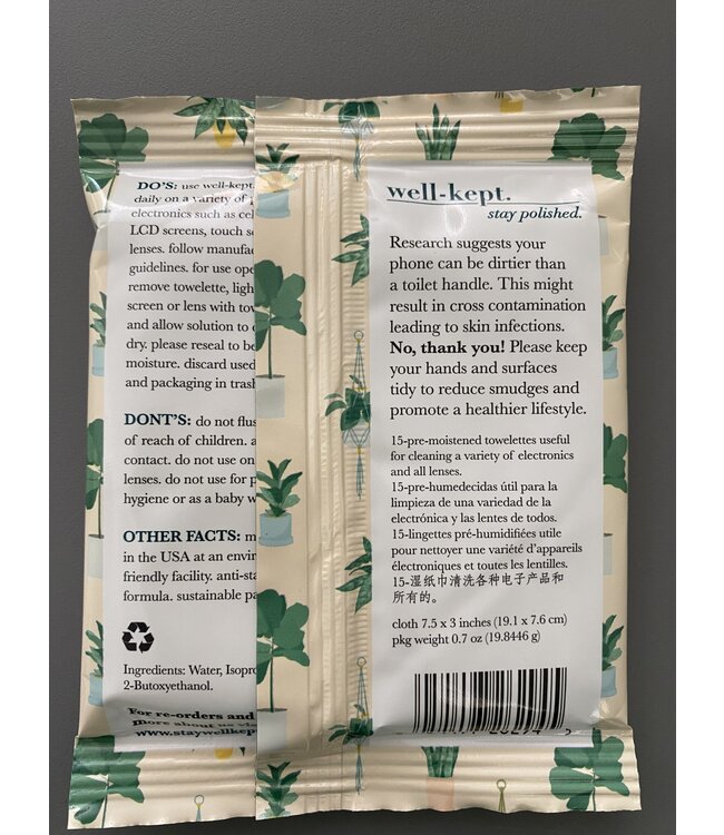 Well-Kept Towelettes, 15 ct - Plant Lady