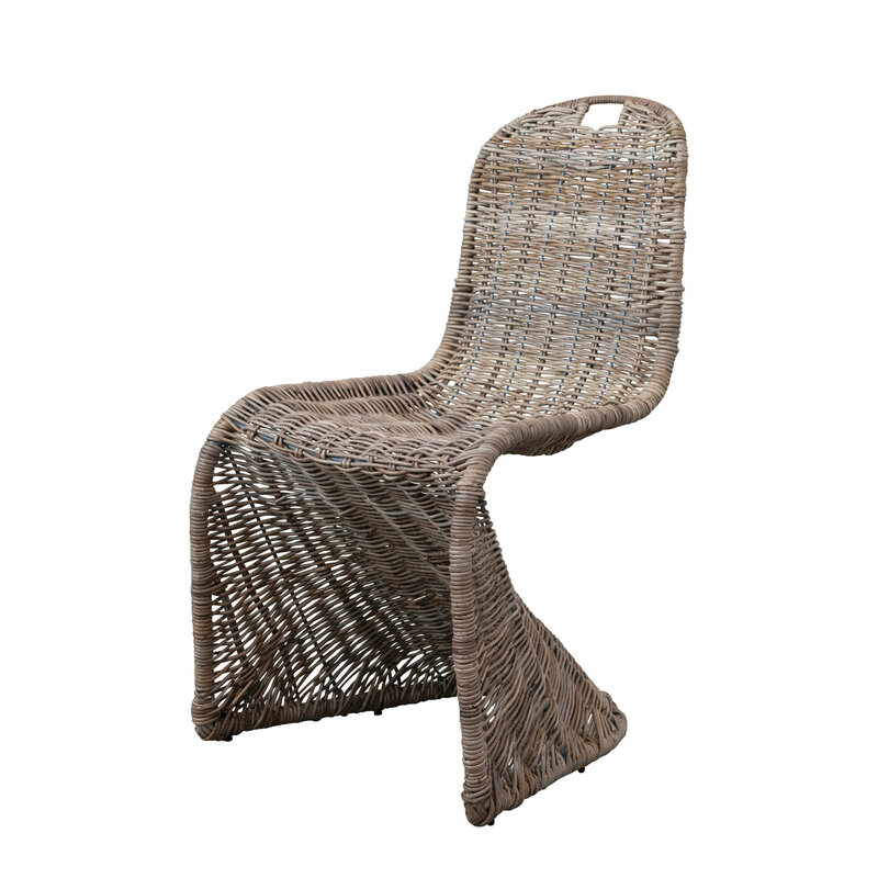 Handwoven Ratten & Metal Chair, Natural