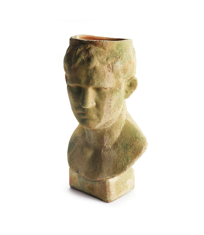 WEATHERED GARDEN MALE BUST PLANTER head
