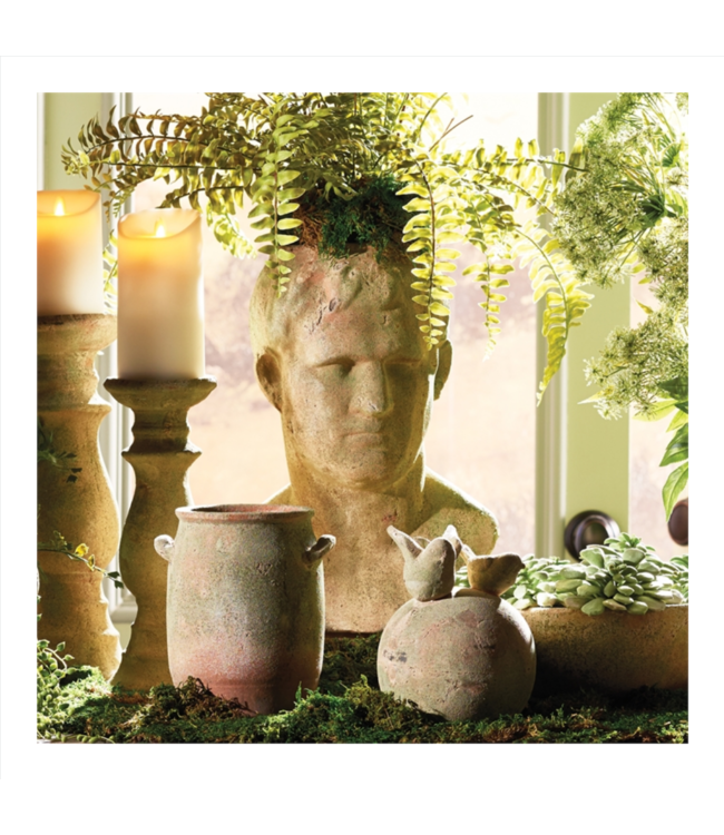 WEATHERED GARDEN MALE BUST PLANTER head