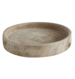 The Plant Shoppe Hand-Carved Paulownia Wood Tray 17"round