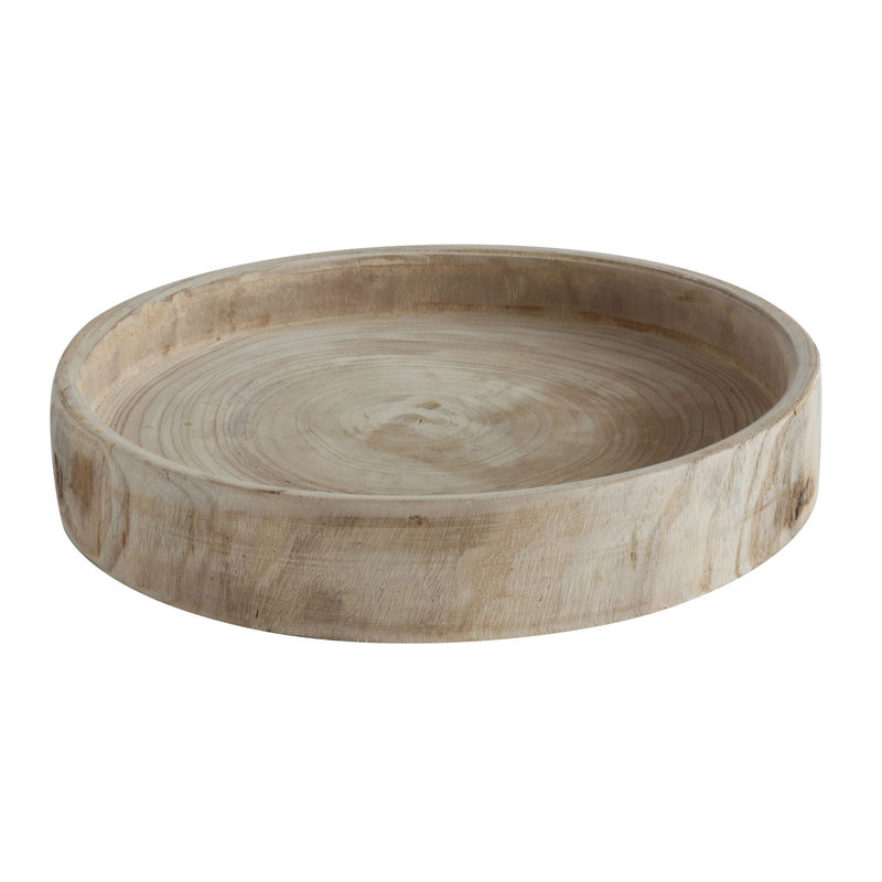 The Plant Shoppe Hand-Carved Paulownia Wood Tray 17"round